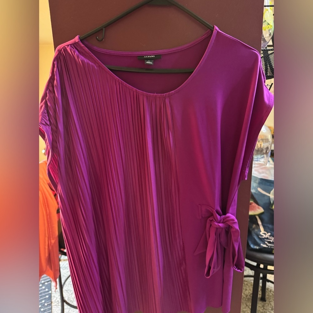 ALFANI Size L - Large blouse - side tie - bright pink